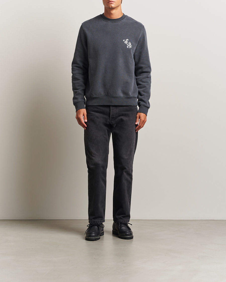 Homme | Pulls Et Tricots | Samsøe Samsøe | Phil Printed Crew Neck Sweatshirt Washed Black