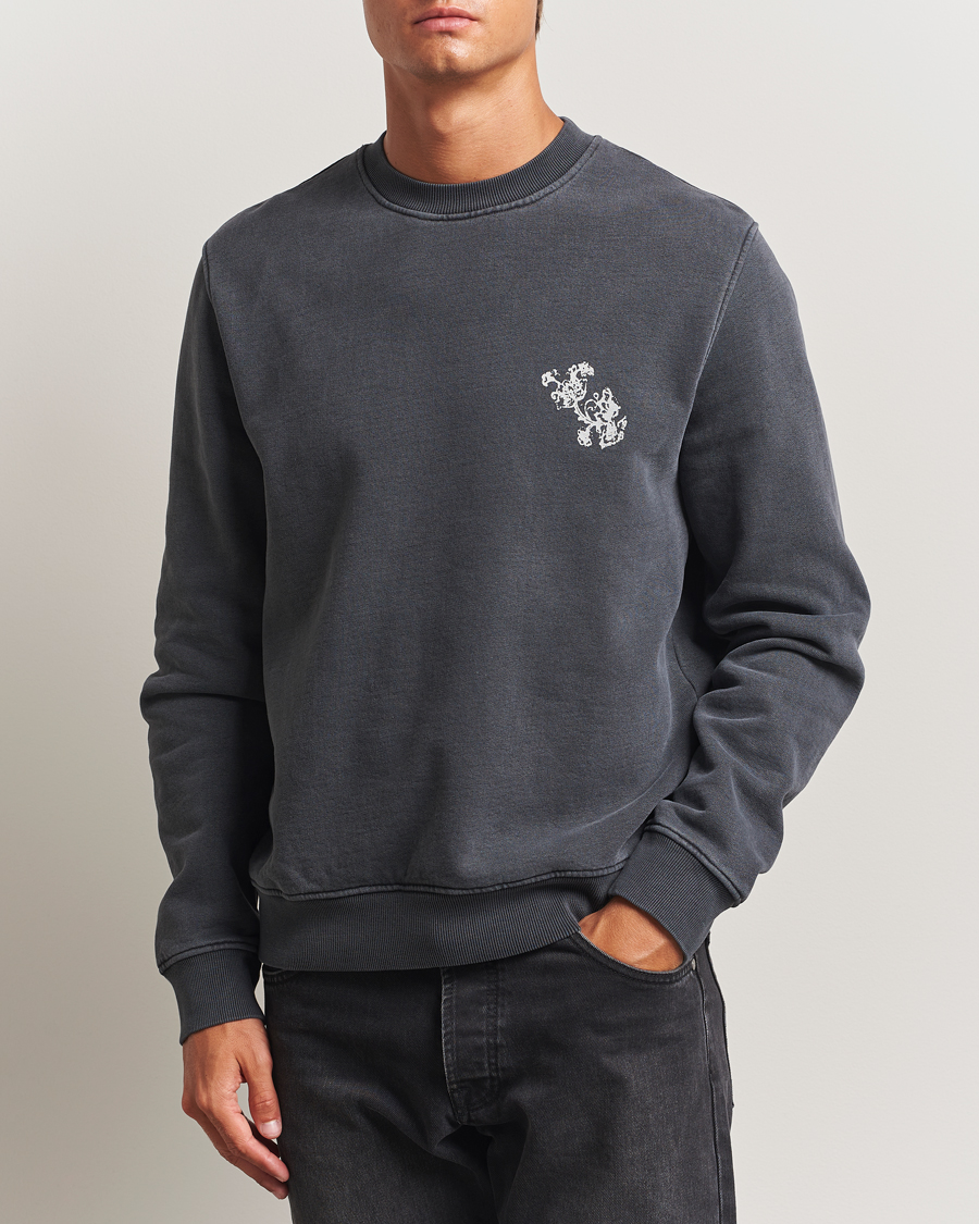 Homme | Pulls Et Tricots | Samsøe Samsøe | Phil Printed Crew Neck Sweatshirt Washed Black