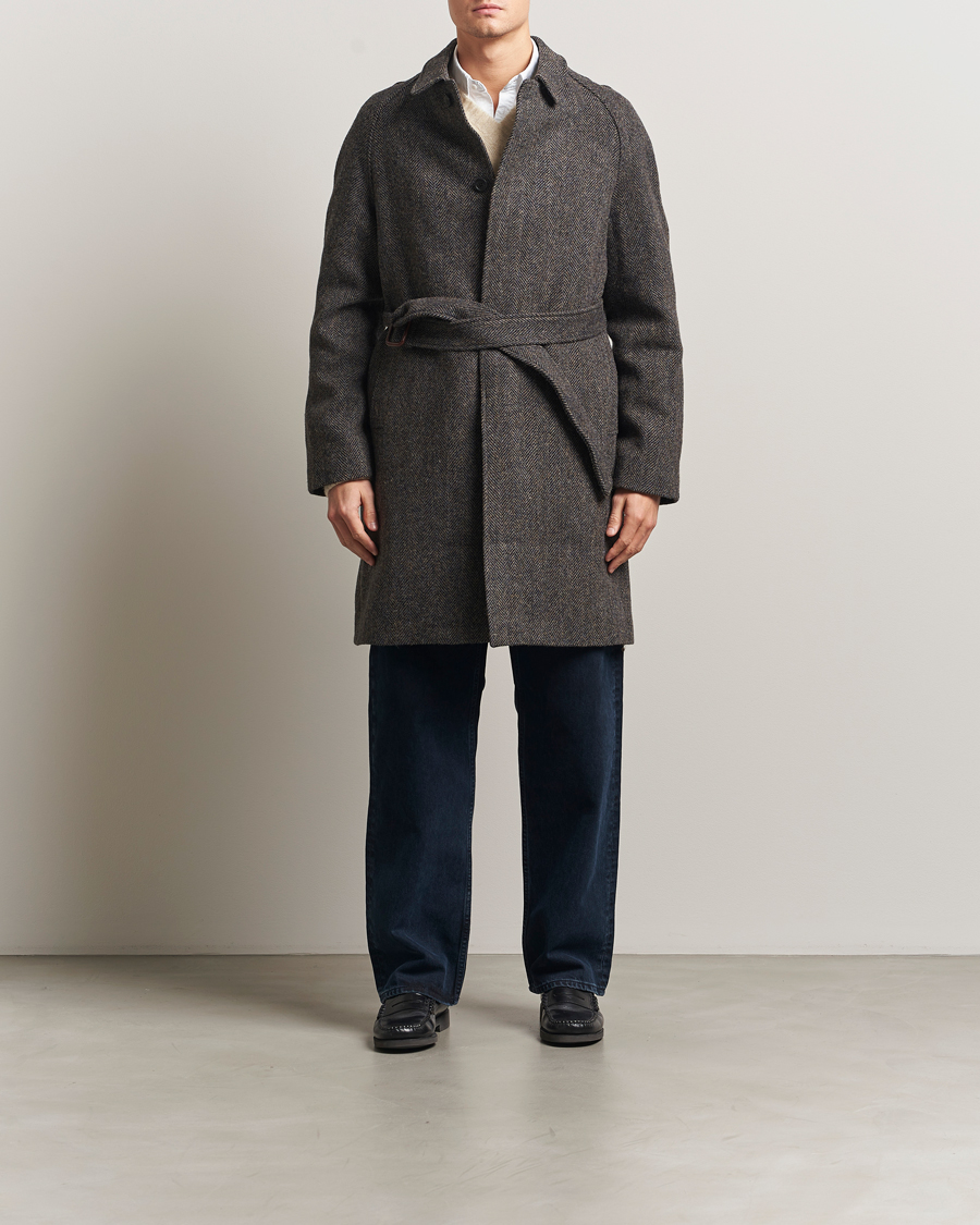 Homme |  | Walker Slater | Watson Harris Tweed Herringbone Coat Dark Brown