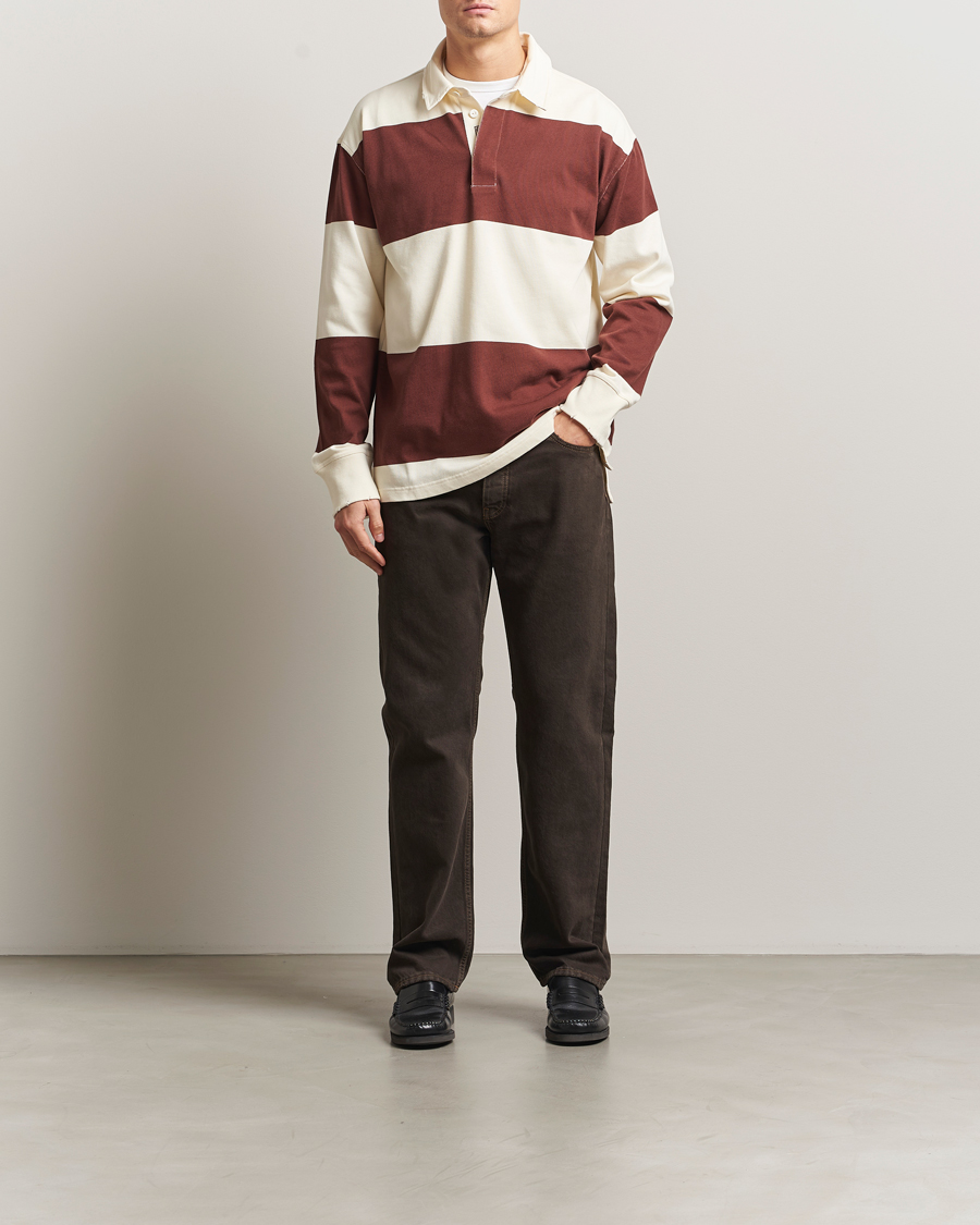 Homme | Pulls Et Tricots | GANT 240 Mulberry Street | Block Stripe Heavy Rugger Mahogany Brown/White