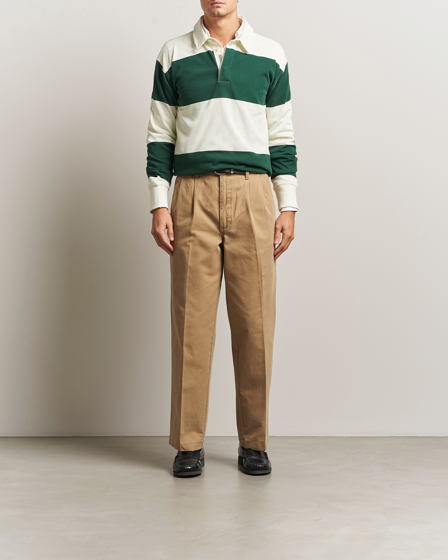 Homme | Pulls Et Tricots | GANT 240 Mulberry Street | Block Stripe Heavy Rugger Forest Green/White