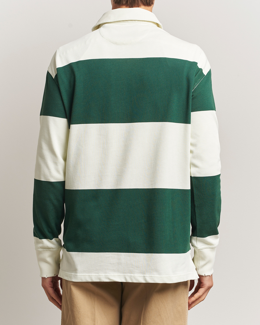 Homme | Pulls Et Tricots | GANT 240 Mulberry Street | Block Stripe Heavy Rugger Forest Green/White