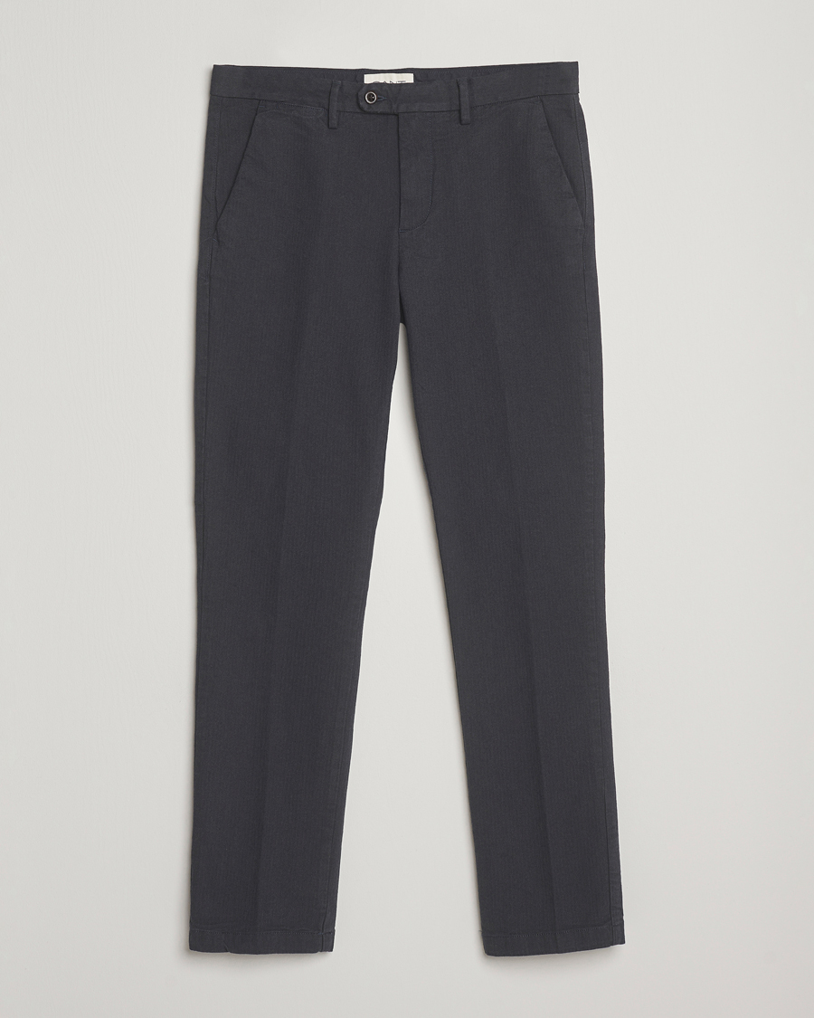 Homme | Pantalons | Gant | Slim Fit Cotton Herringbone Trousers Antracite
