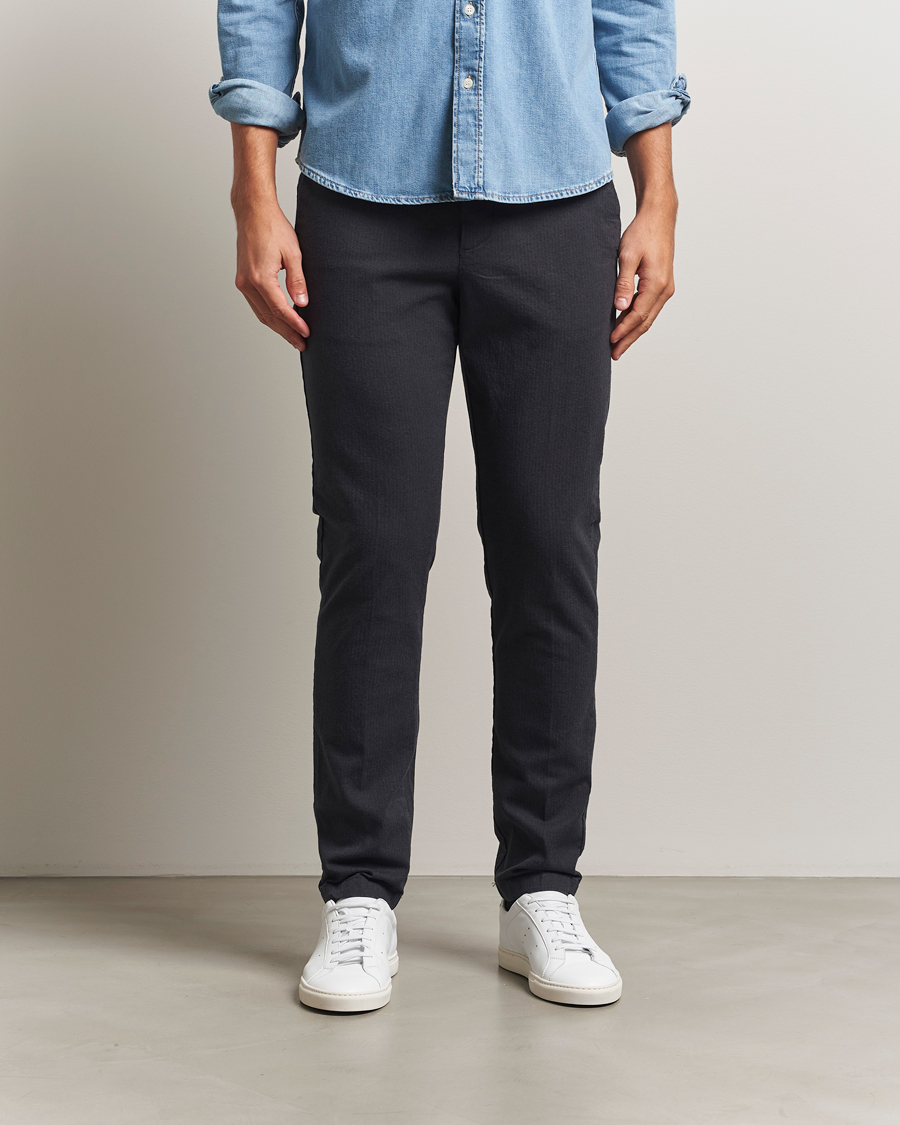 Homme | Pantalons | Gant | Slim Fit Cotton Herringbone Trousers Antracite