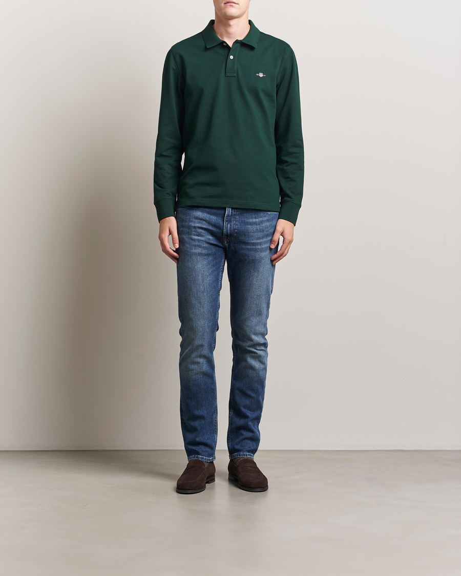 Homme | Polos | GANT | Regular Shield Long Sleeve Polo Tartan Green