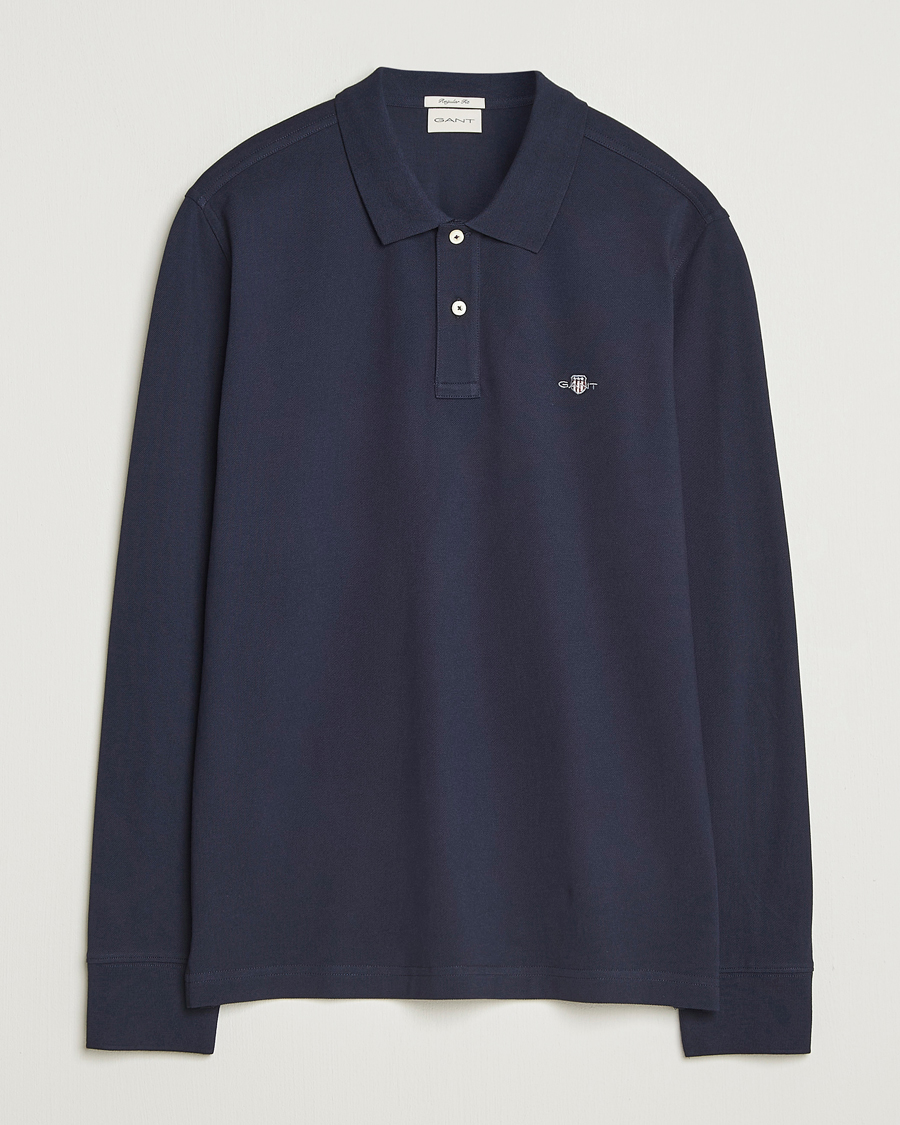 Homme | Polos | GANT | Regular Shield Long Sleeve Polo Evening Blue