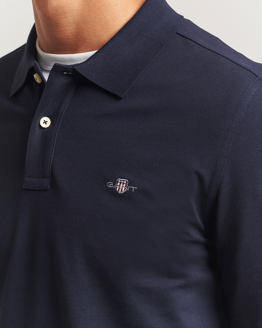 Homme | Polos | GANT | Regular Shield Long Sleeve Polo Evening Blue