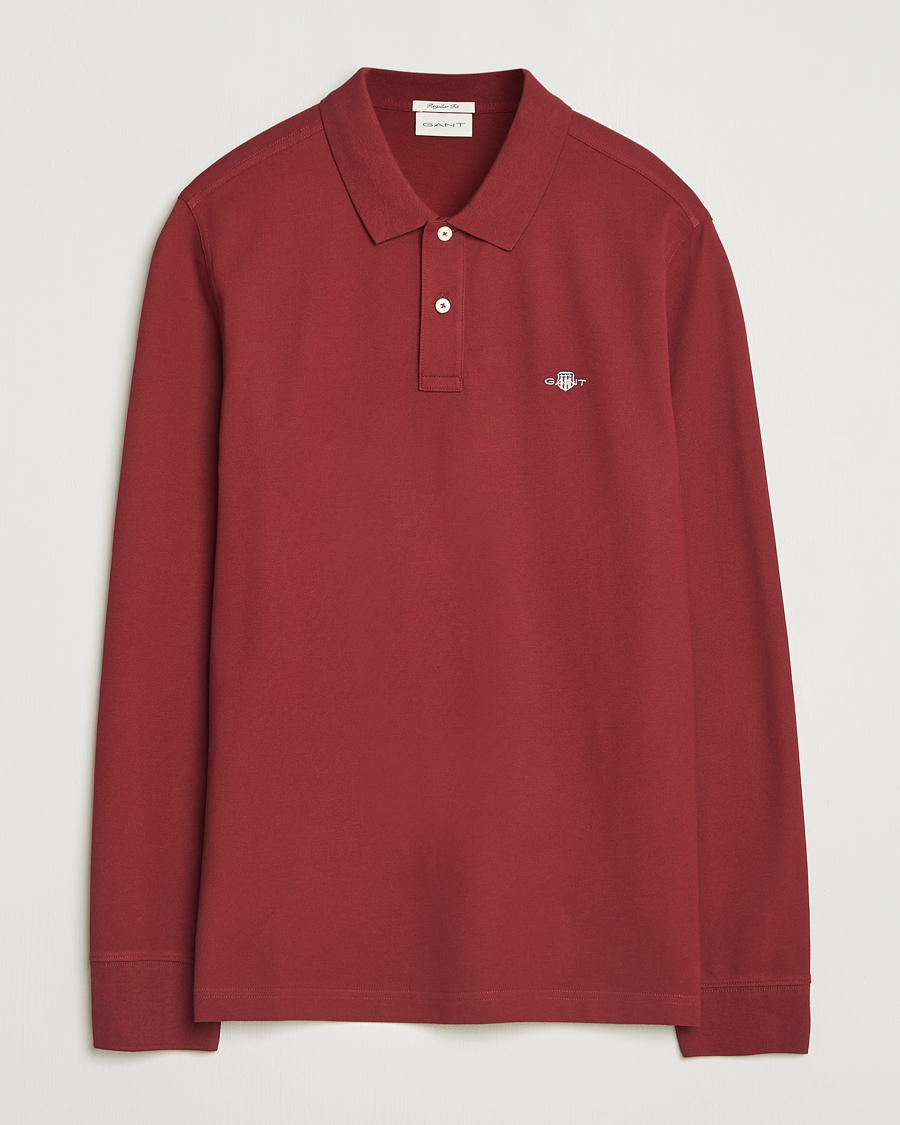 Homme | Polos | GANT | Regular Shield Long Sleeve Polo Plumped Red