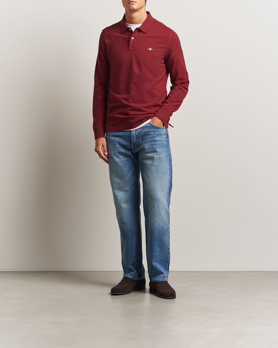 Homme | Polos | GANT | Regular Shield Long Sleeve Polo Plumped Red