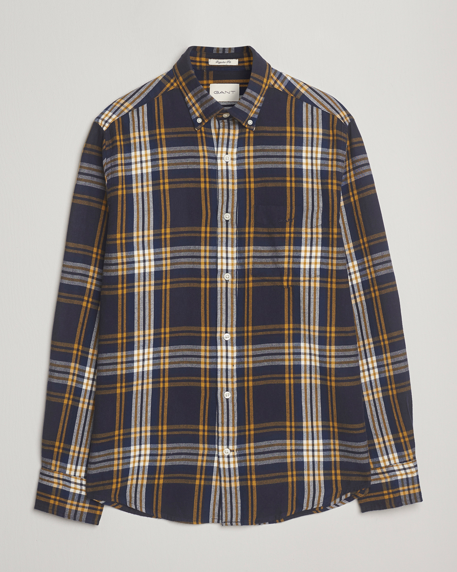 Homme | Chemises | GANT | Regular Fit Checked Flannel Shirt Evening Blue