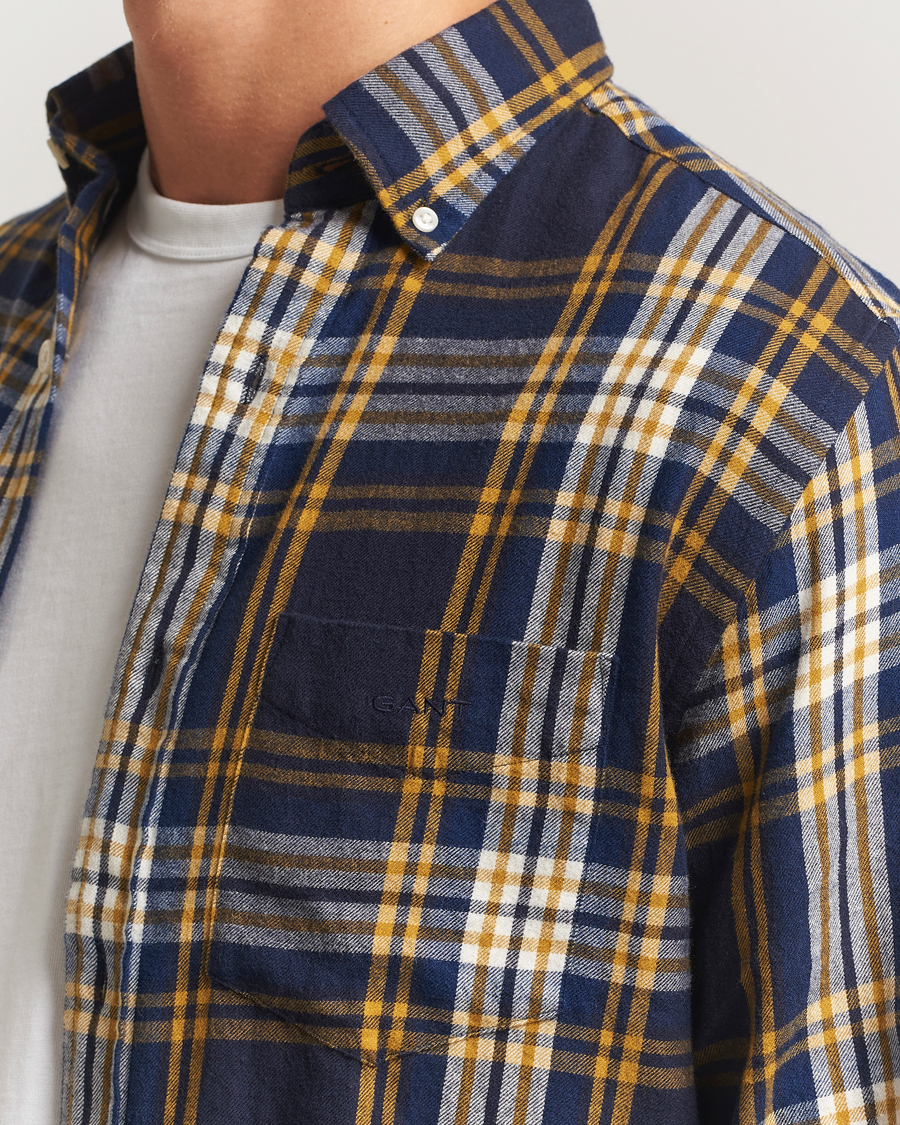Homme | Chemises | GANT | Regular Fit Checked Flannel Shirt Evening Blue