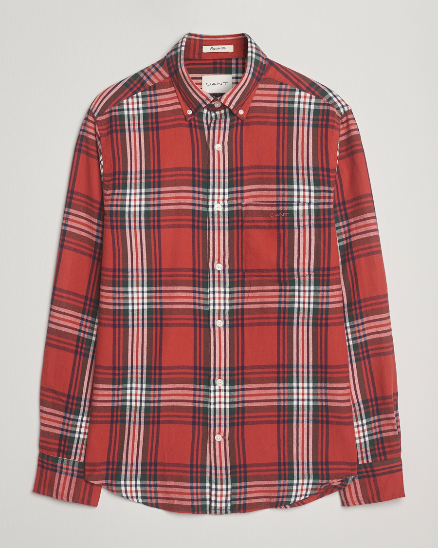 Homme | Chemises | Gant | Regular Fit Checked Flannel Shirt Modern Rust