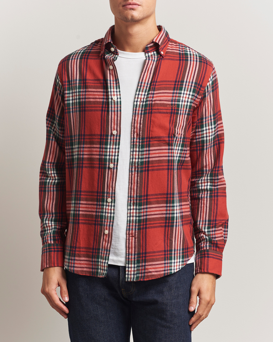 Homme | Chemises | Gant | Regular Fit Checked Flannel Shirt Modern Rust