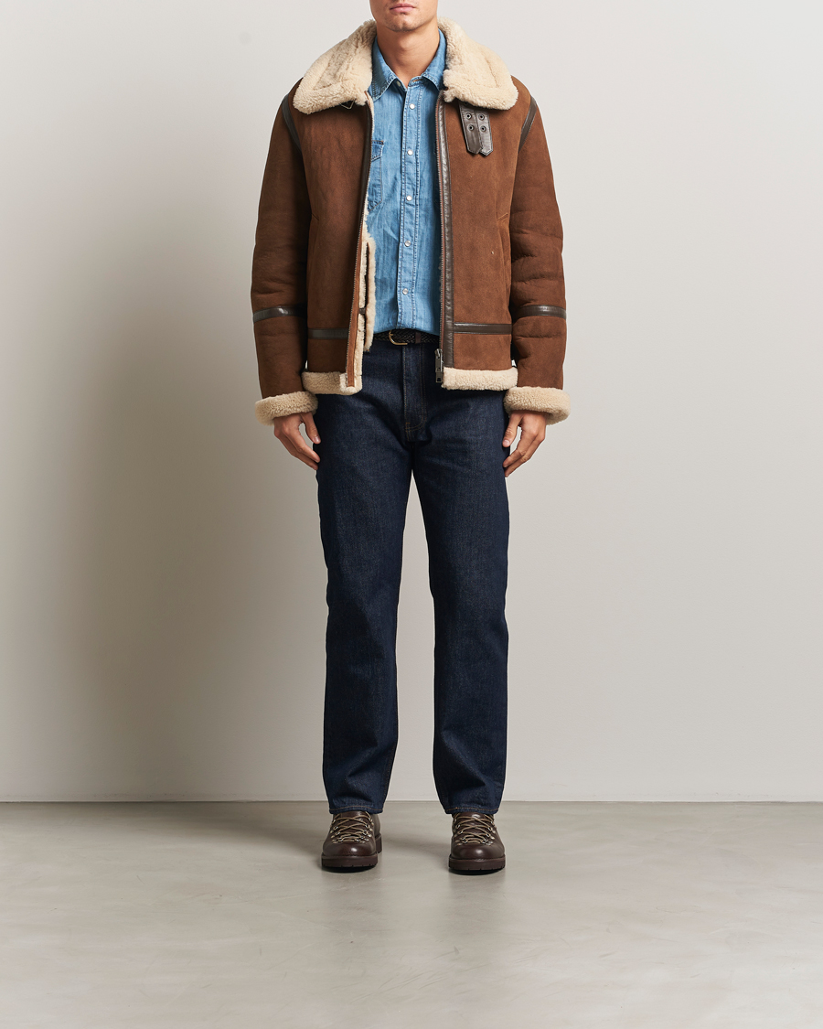 Homme | Manteaux Et Vestes | Gant | Suede Shearling Jacket Mahogany Brown