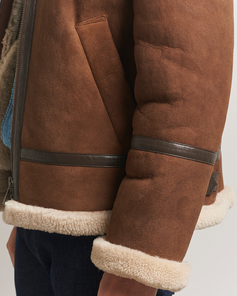 Homme | Manteaux Et Vestes | Gant | Suede Shearling Jacket Mahogany Brown