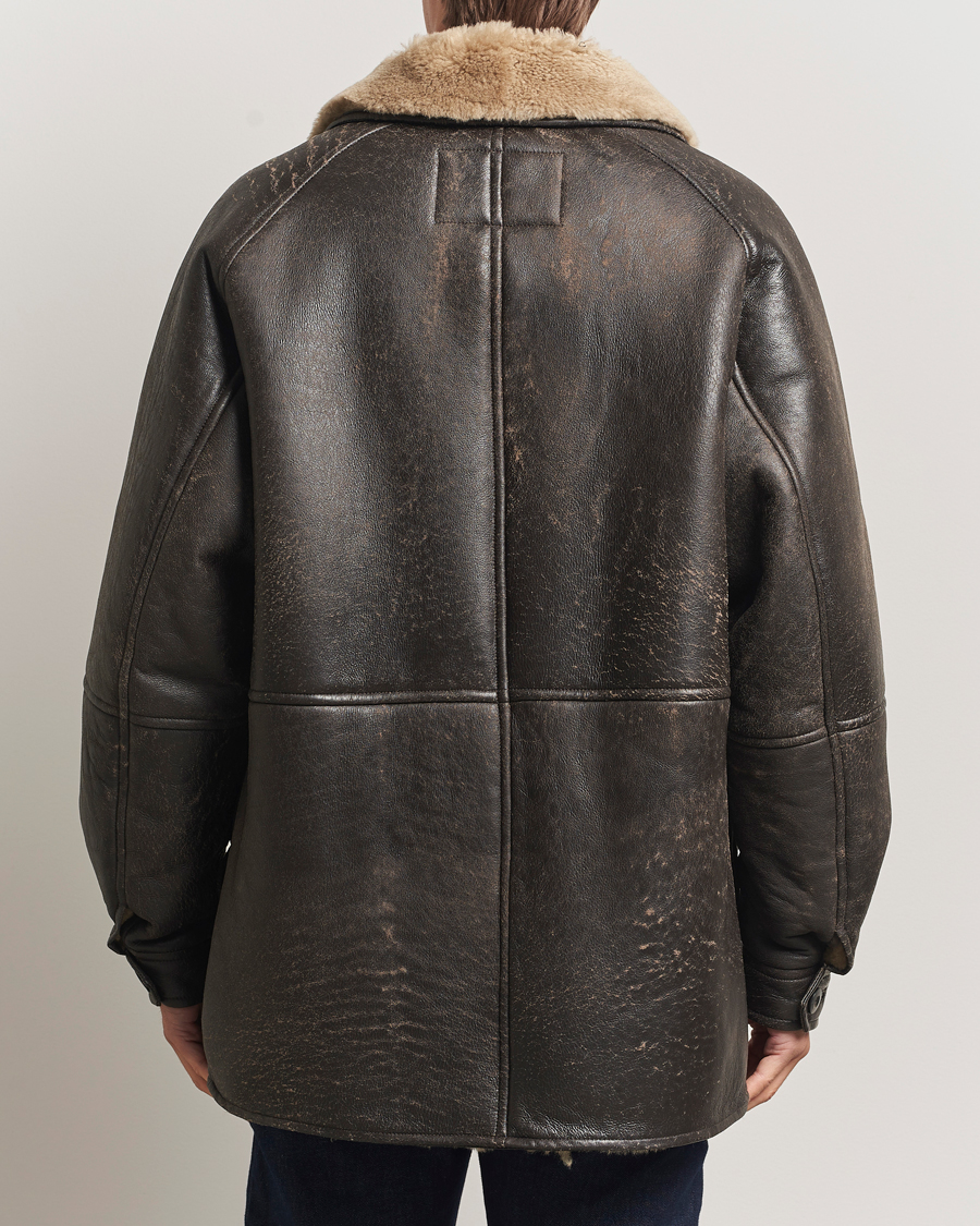 Homme | Manteaux Et Vestes | GANT | Worn In Leather Shearling Jacket Deep Brown