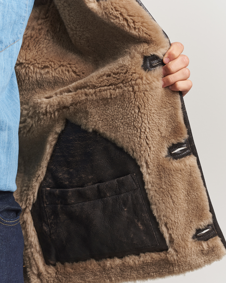 Homme | Manteaux Et Vestes | Gant | Worn In Leather Shearling Jacket Deep Brown