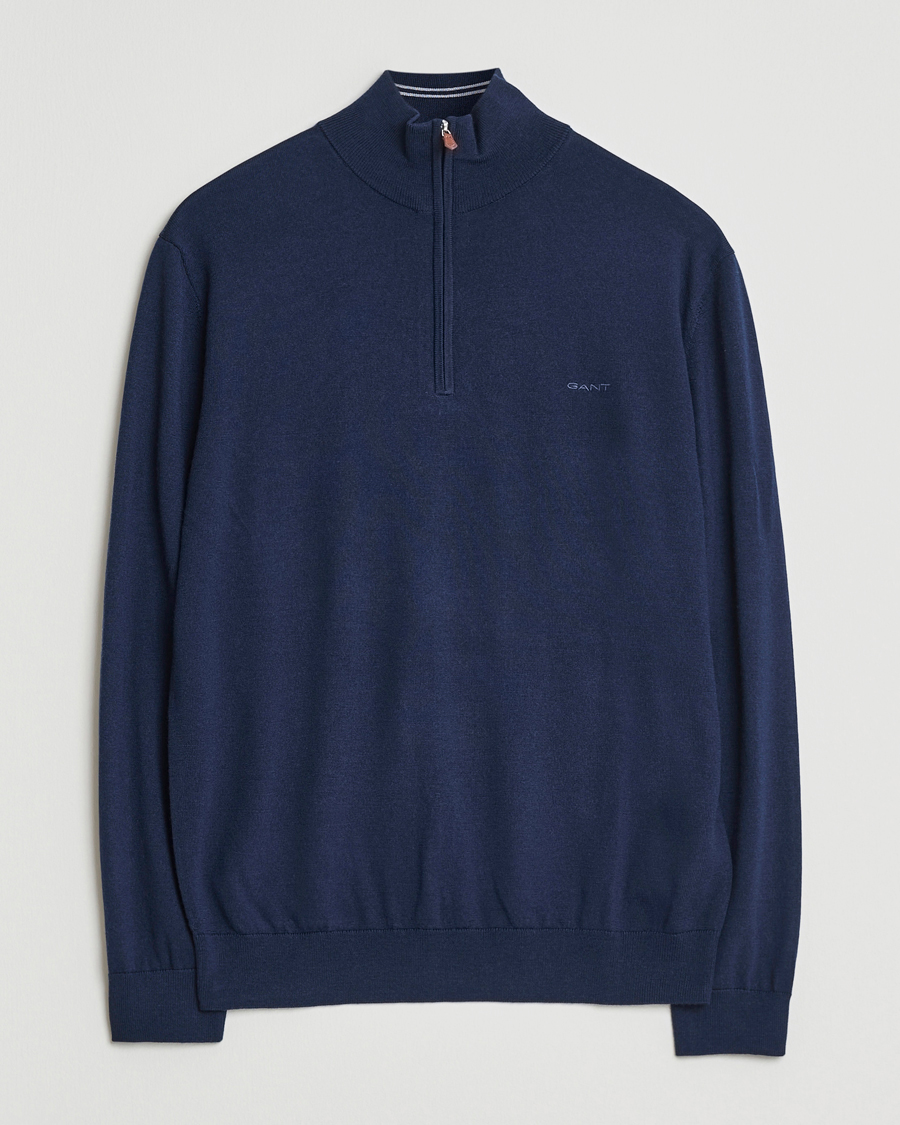 Homme | Pulls Et Tricots | Gant | Extrafine Merino Wool Half Zip Marine
