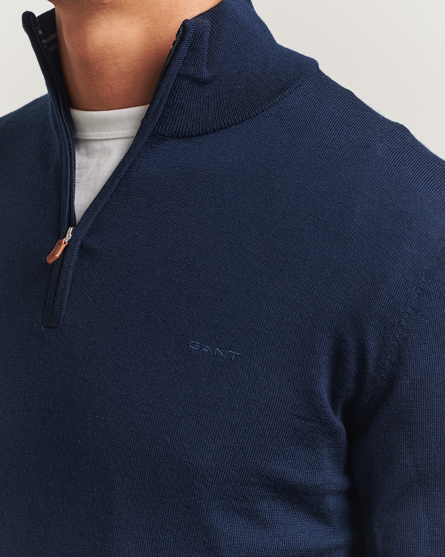 Homme | Pulls Et Tricots | Gant | Extrafine Merino Wool Half Zip Marine