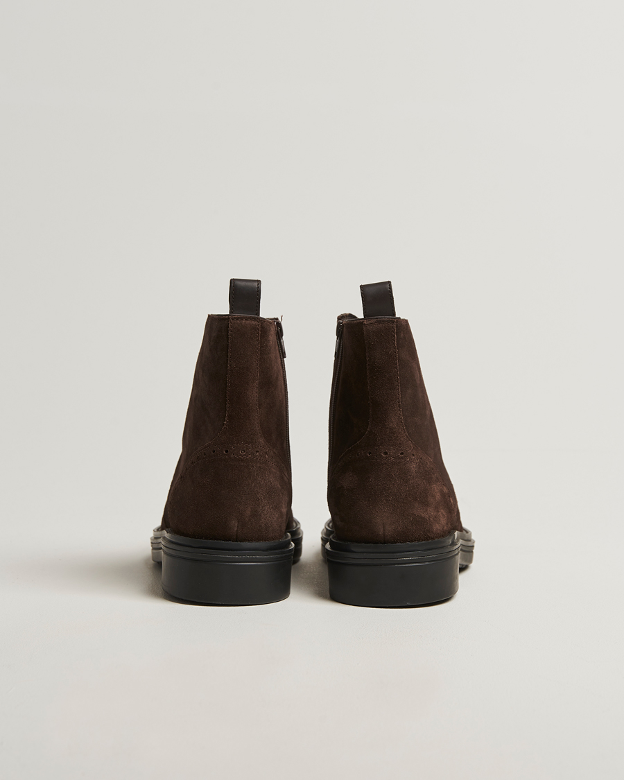 Homme | Bottes | Gant | Boggar Suede Brouge Boot Espresso Brown