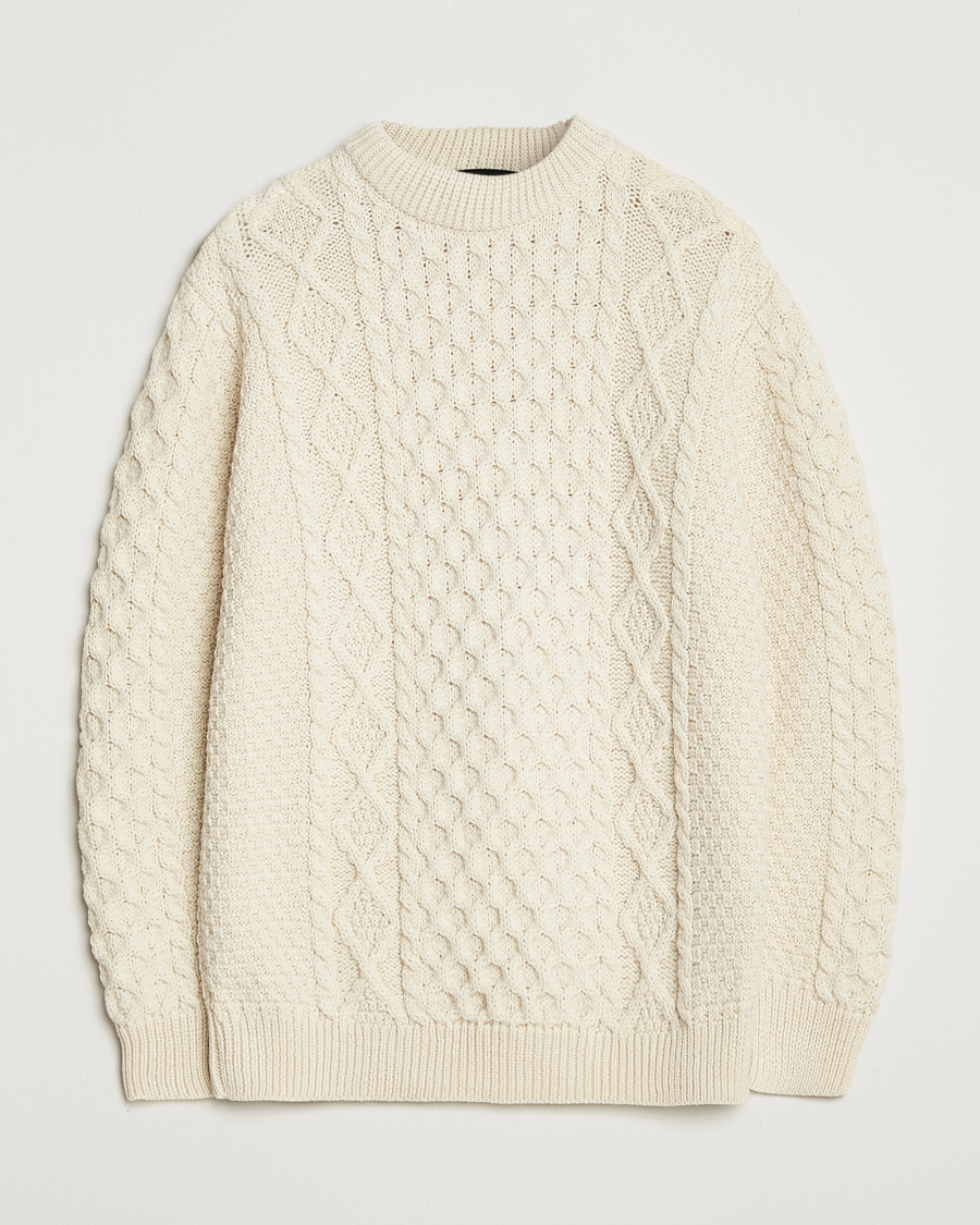 Homme | Pulls Et Tricots | Gloverall | Aran Wool Knitted Sweater Ecru