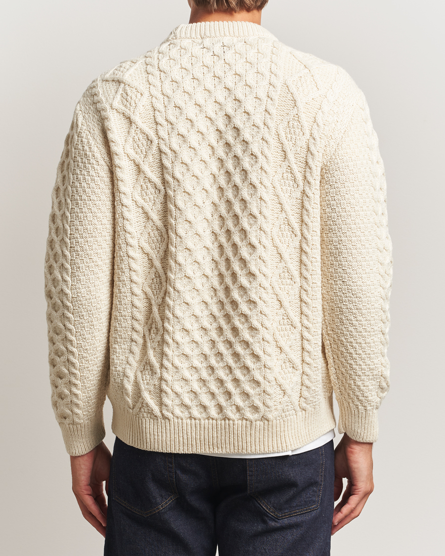 Homme | Pulls Et Tricots | Gloverall | Aran Wool Knitted Sweater Ecru