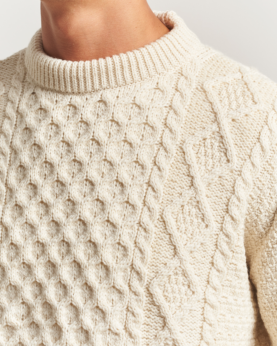 Homme | Pulls Et Tricots | Gloverall | Aran Wool Knitted Sweater Ecru