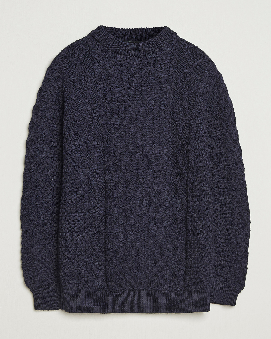 Homme | Pulls Et Tricots | Gloverall | Aran Wool Knitted Sweater Navy