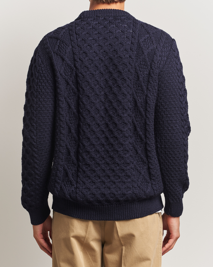 Homme | Pulls Et Tricots | Gloverall | Aran Wool Knitted Sweater Navy