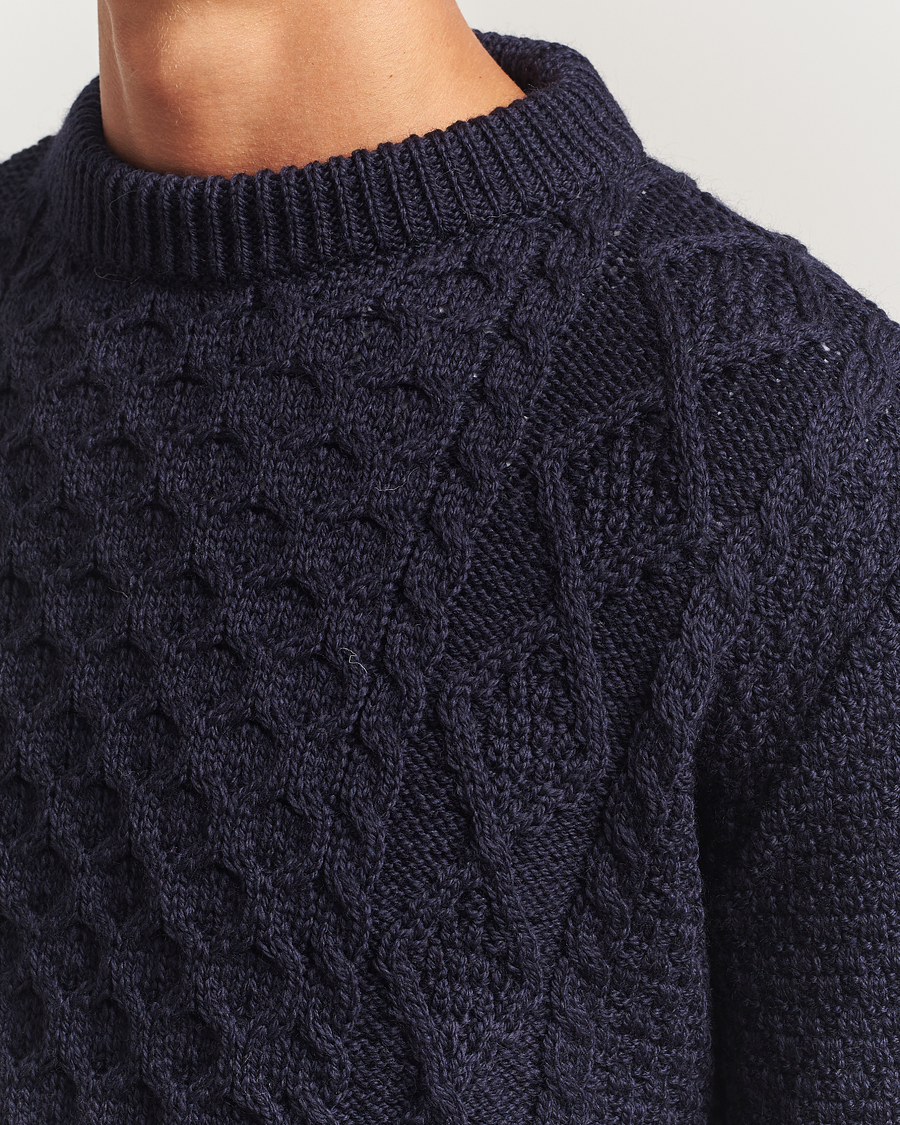 Homme | Pulls Et Tricots | Gloverall | Aran Wool Knitted Sweater Navy