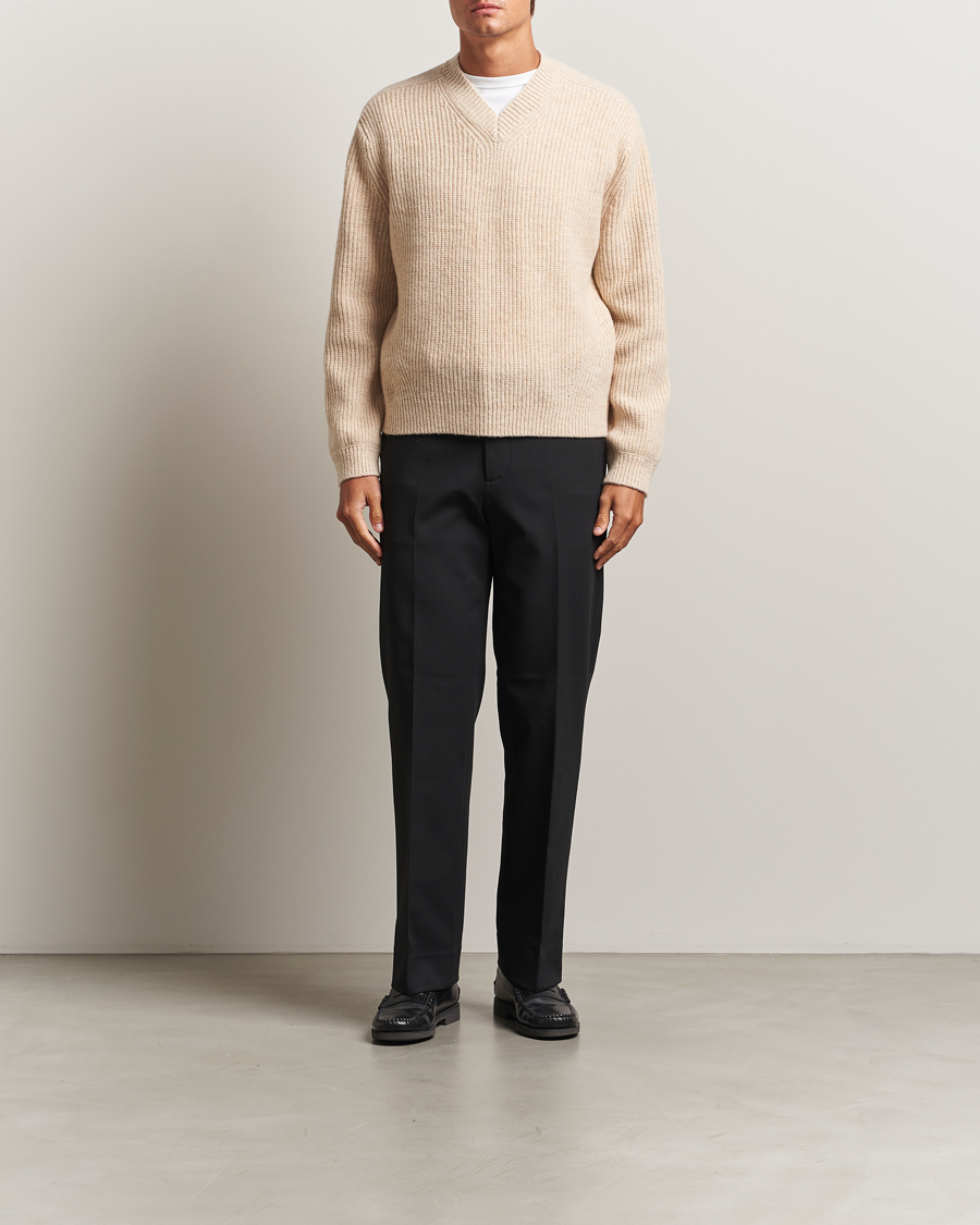 Homme | Pulls Et Tricots | J.Lindeberg | Vitor Wool Heavy Knitted V-Neck Moonbeam Melange