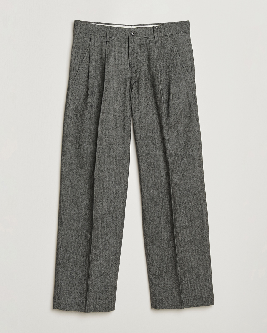 Homme | Pantalons | NN07 | Justin Double Pleated Herringbone Trousers Grey