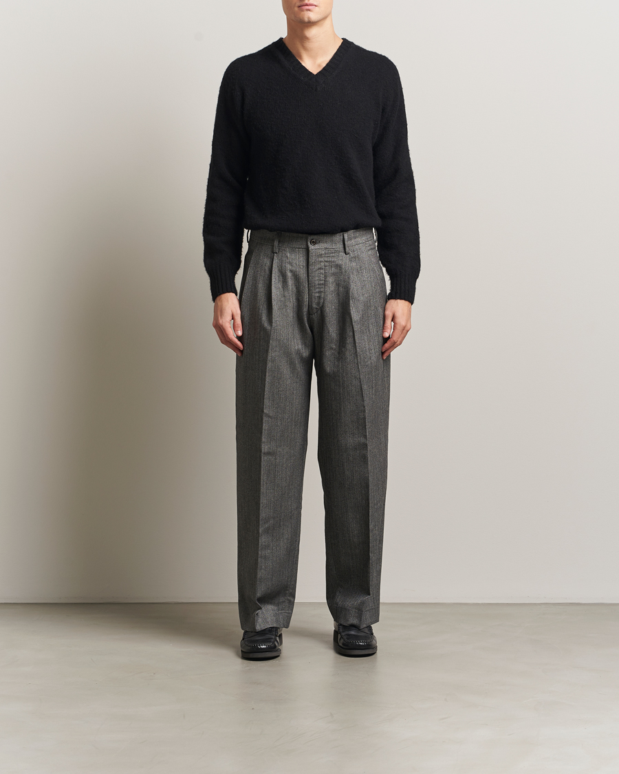 Homme | Pantalons | NN07 | Justin Double Pleated Herringbone Trousers Grey