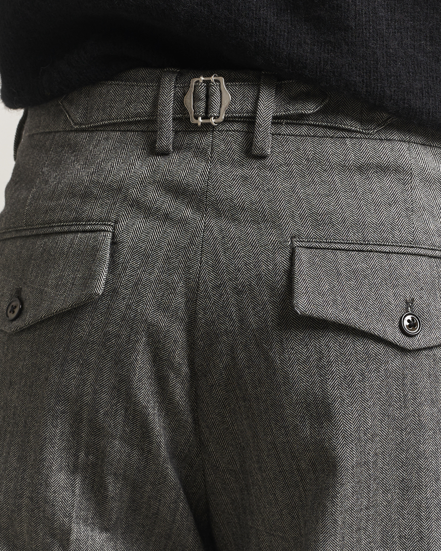 Homme | Pantalons | NN07 | Justin Double Pleated Herringbone Trousers Grey