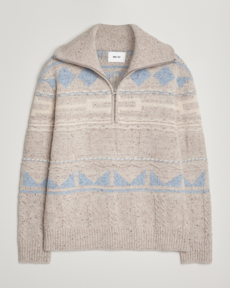 Homme | Pulls Et Tricots | NN07 | William Heavy Knitted Wool Half Zip Ecru