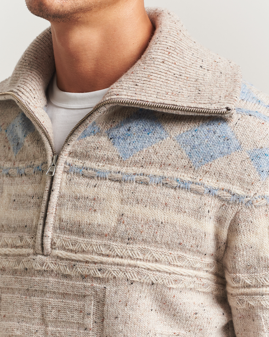 Homme | Pulls Et Tricots | NN07 | William Heavy Knitted Wool Half Zip Ecru
