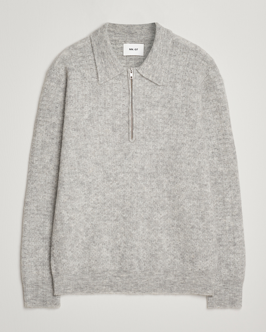 Homme | Pulls Et Tricots | NN07 | Alfie Alpaca Knitted Half Zip Sable Grey