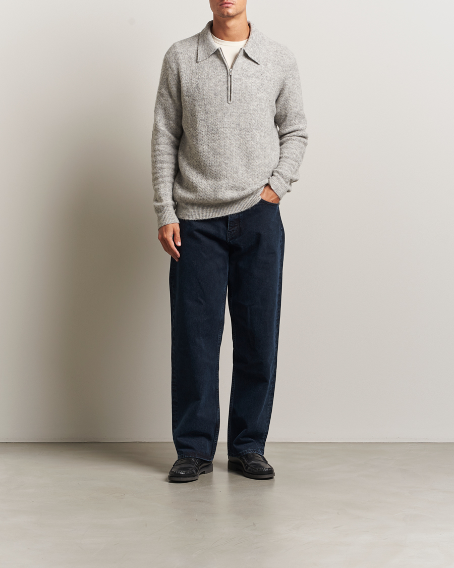 Homme | Pulls Et Tricots | NN07 | Alfie Alpaca Knitted Half Zip Sable Grey