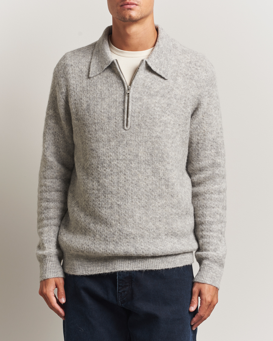 Homme | Pulls Et Tricots | NN07 | Alfie Alpaca Knitted Half Zip Sable Grey