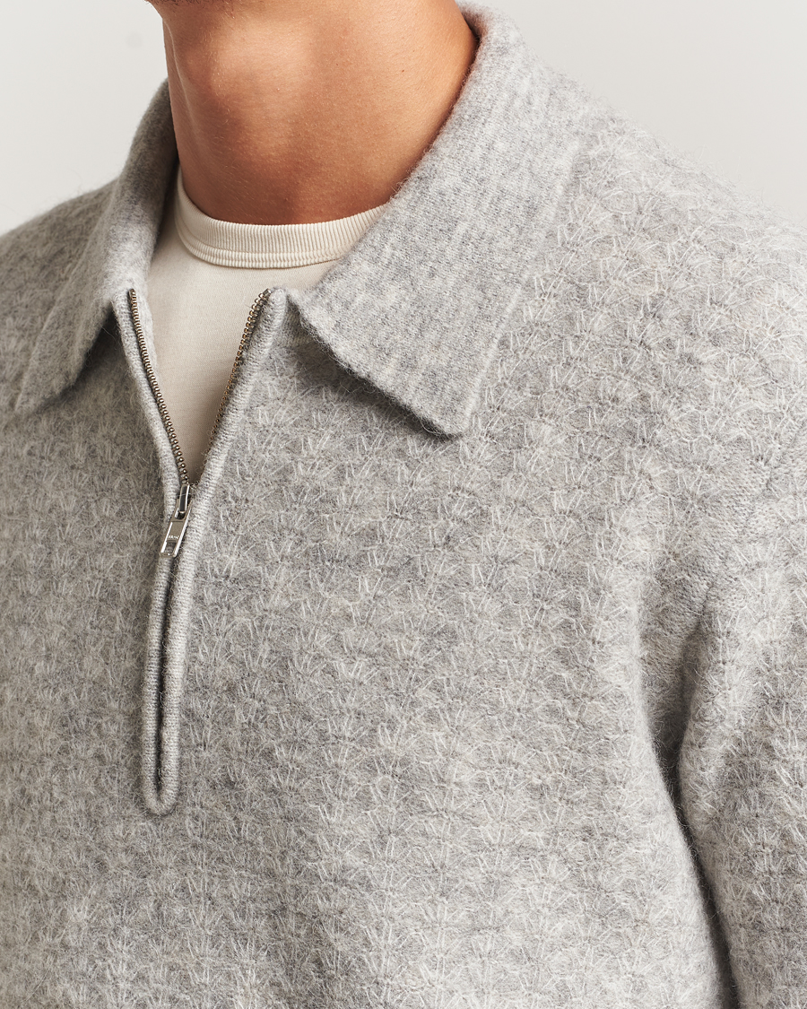 Homme | Pulls Et Tricots | NN07 | Alfie Alpaca Knitted Half Zip Sable Grey