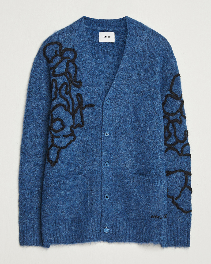 Homme | Pulls Et Tricots | NN07 | Kyle Alpaca Knitted Cardigan Denim Blue