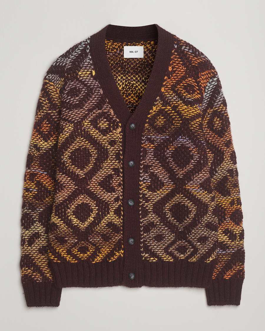 Homme | Pulls Et Tricots | NN07 | Viggo Heavy Knitted Cardigan Wine Red Multi
