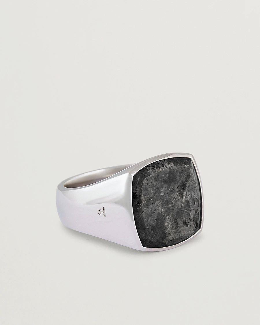 Homme | Bijoux | Tom Wood | Cushion Black Larvikite Ring Black Larvikite