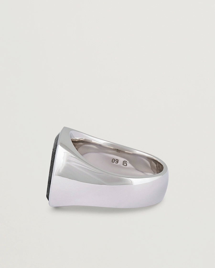 Homme | Bijoux | Tom Wood | Cushion Black Larvikite Ring Black Larvikite
