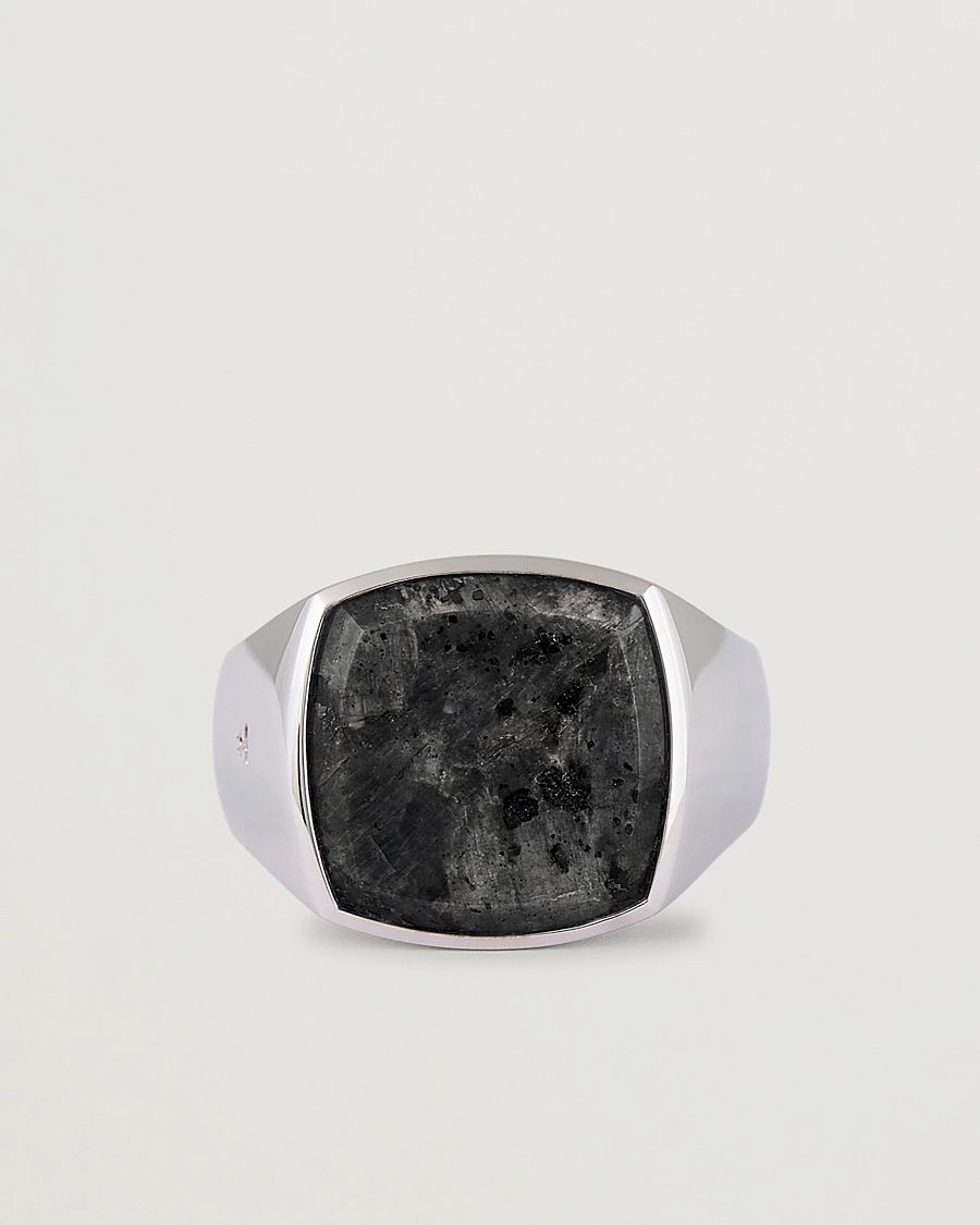Homme | Bijoux | Tom Wood | Cushion Black Larvikite Ring Black Larvikite