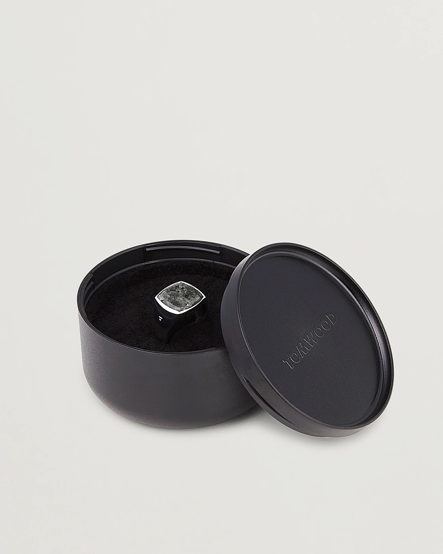 Homme | Bijoux | Tom Wood | Cushion Black Larvikite Ring Black Larvikite