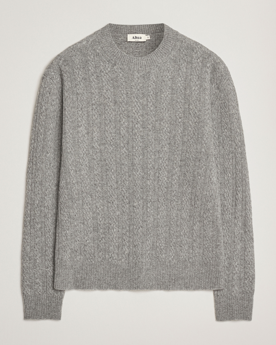 Homme | Pulls Et Tricots | Altea | Cable Crew Neck Sweater Grey Melange