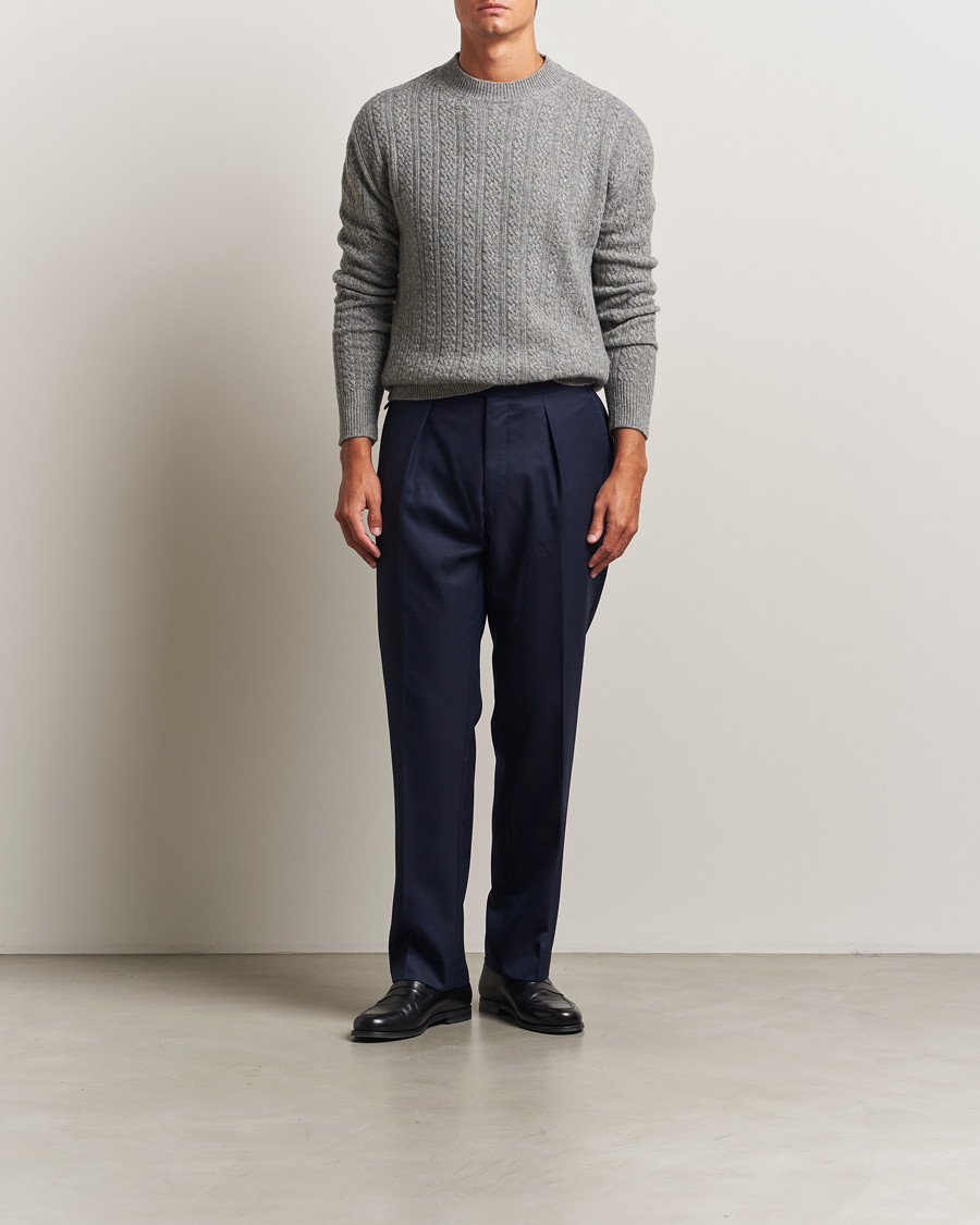 Homme | Pulls Et Tricots | Altea | Cable Crew Neck Sweater Grey Melange