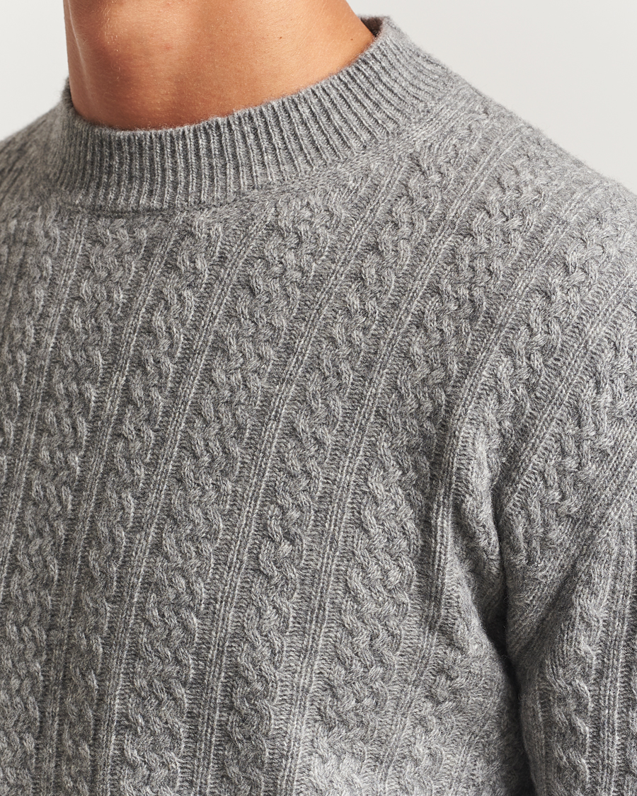 Homme | Pulls Et Tricots | Altea | Cable Crew Neck Sweater Grey Melange