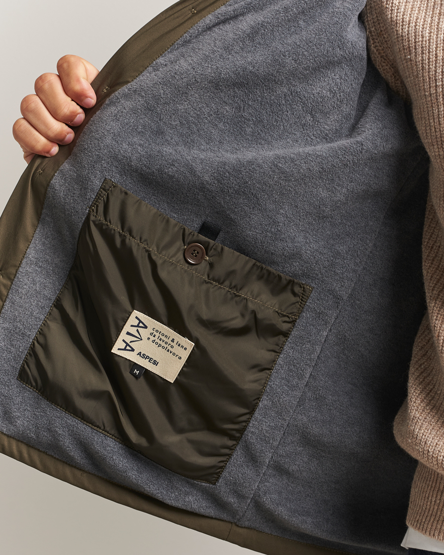 Homme | Manteaux Et Vestes | Aspesi | Lined Nylon Shirt Jacket Olive